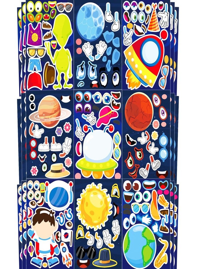 Ozepao 36 Pcs Outer Space Make-A-Face Sticker Sheets | Mix & Match Space Party Favors for Kids | Space Party Decorations, Crafts & Activities - Image 1