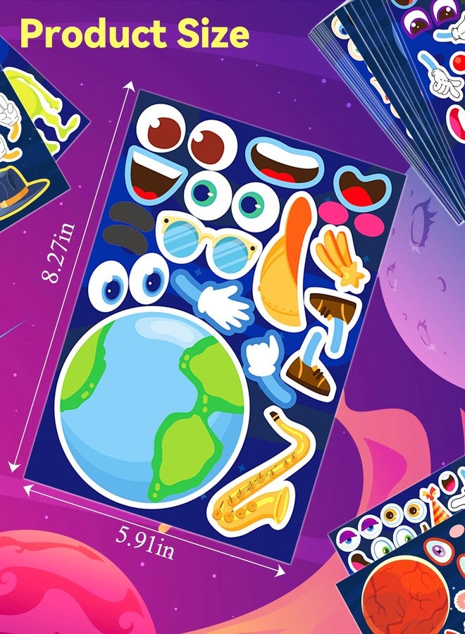 Ozepao 36 Pcs Outer Space Make-A-Face Sticker Sheets | Mix & Match Space Party Favors for Kids | Space Party Decorations, Crafts & Activities - Image 3