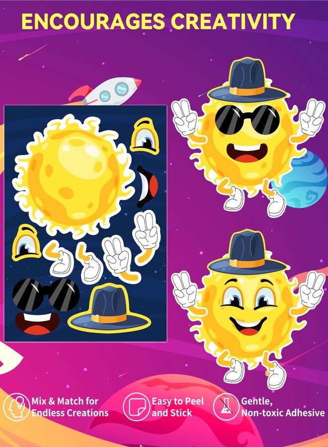 Ozepao 36 Pcs Outer Space Make-A-Face Sticker Sheets | Mix & Match Space Party Favors for Kids | Space Party Decorations, Crafts & Activities - Image 5