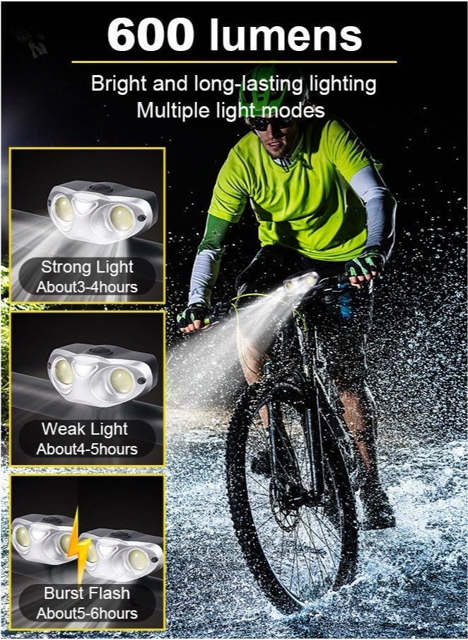 Bukela Bike Lights Set,Super Bright USB Rechargeable Headlight and Rear Taillights with Many Lighting Modes,Waterproof,Easy To Fit,Bicycle Lights Set for Night Cycling Road Mountain Riding - Image 2