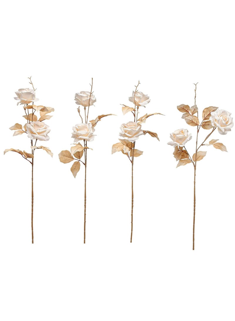 كابتن تيك زهور اصطناعية الورود الزهور الاصطناعية الحرير الزهور تبدو حقا ينبع ديي باقة الزفاف مركز قطعة تزيين الطرف ديكور المنزل وفي الهواء الطلق ( 4 قطع بيضاء ) - Image 4