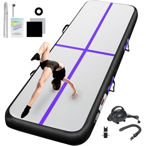 BCGA Inflatable Gymnastics Mat 10ft/13ft/16ft/20ft/ Air Tumbling Track Mats 4/8 inches Thick for Home Use/Training/Cheerleading/Yoga/Water with Pump 10ft x 3.3ft x 4inch Purple Black - Image 5