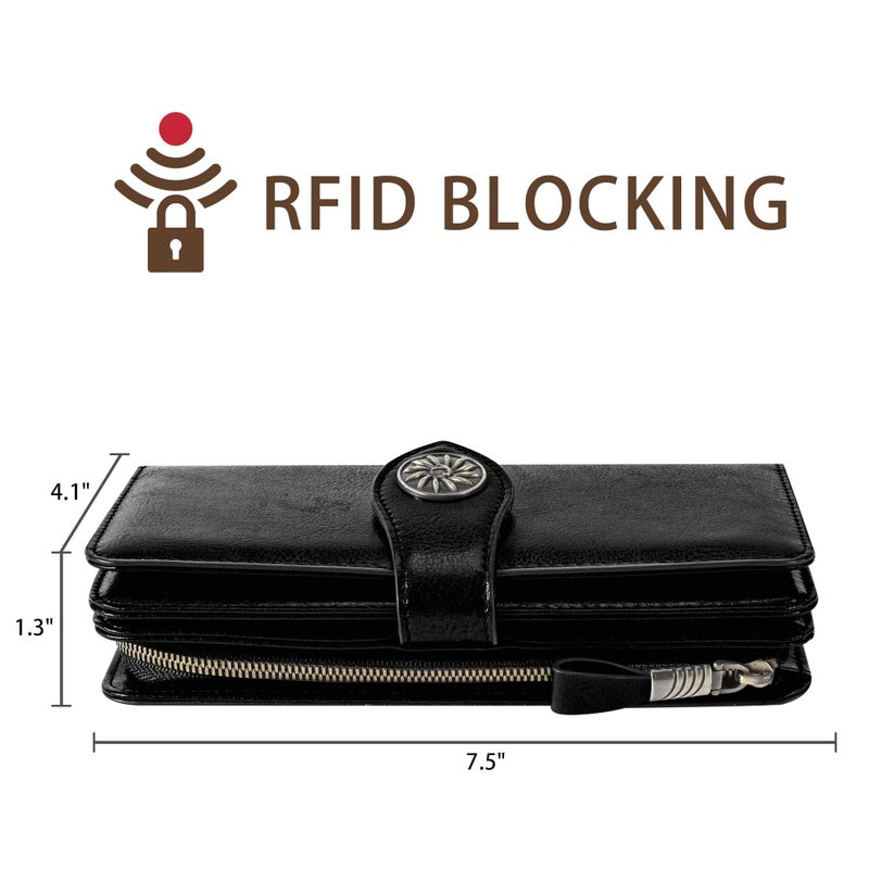 Travelambo Women's Wallet RFID Blocking Wristlet Clutch Purse with Large Capacity & Removable Strap - Image 4