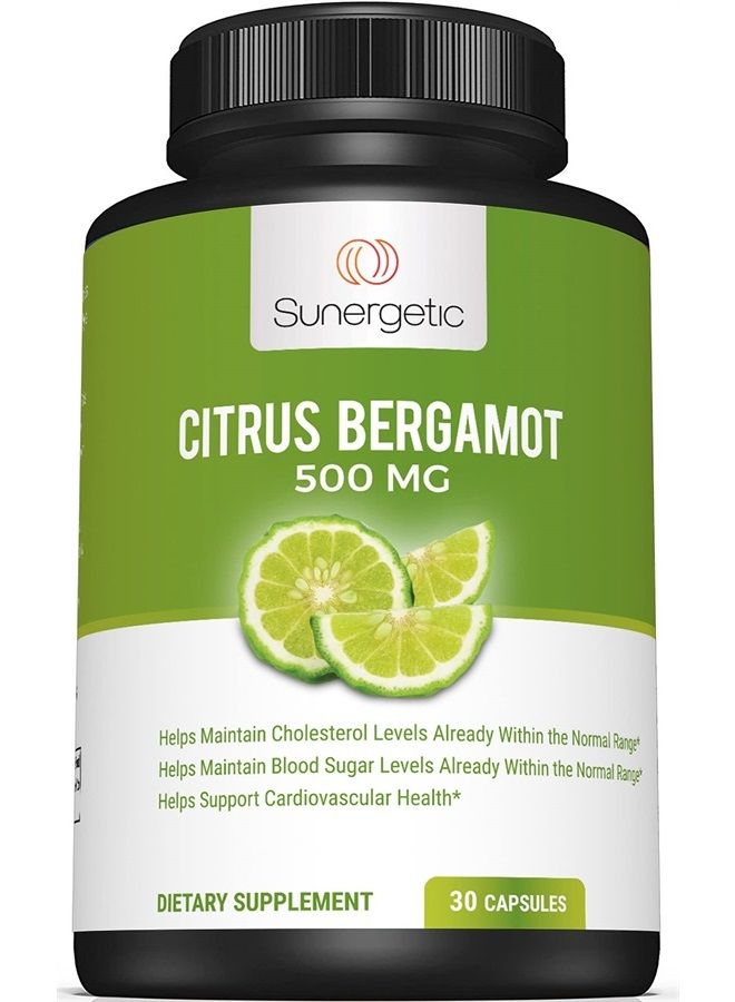 Sunergetic Bergamot Capsules–Formulated with Organic Bergamot Extract–Clinically Studied Bergamonte® to Support Healthy Cholesterol Levels Within Normal Range–30 Citrus Bergamot Capsules - Image 1