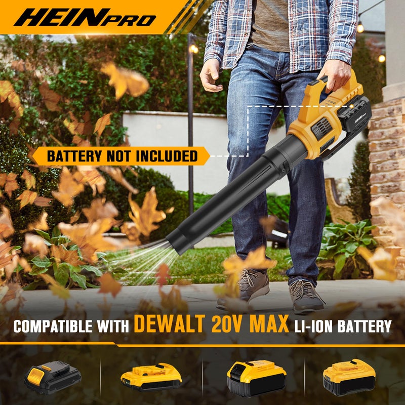 HEINPRO Cordless Leaf Blower Compatible with Dewalt 20V Max Battery 400CFM Electric Leaf Blower Cordless, Variable Speed, Turbo Mode, Leaf blowers Battery Powered for Lawn Care, Yard(Tool Only) - Image 2
