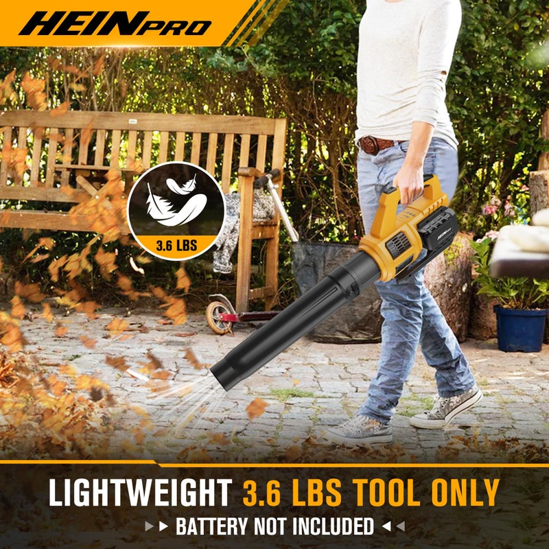 HEINPRO Cordless Leaf Blower Compatible with Dewalt 20V Max Battery 400CFM Electric Leaf Blower Cordless, Variable Speed, Turbo Mode, Leaf blowers Battery Powered for Lawn Care, Yard(Tool Only) - Image 5