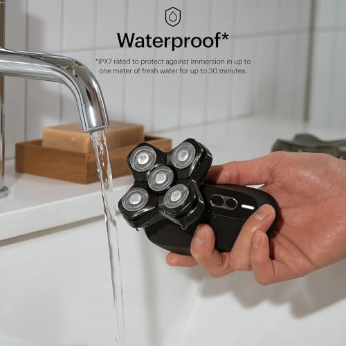 manscaped مانسكيبيد® ذا دوم شيفر™ برو باقة - ماكينة حلاقة للرأس للرجال الصلع، تصميم بخمسة شفرات دوارة مع تكنولوجيا سكين سيف® وفليكس أداست، جل حلاقة كهربائي للرأس والوجه، لوشن ما بعد الحلاقة دوم سوزر - Image 4
