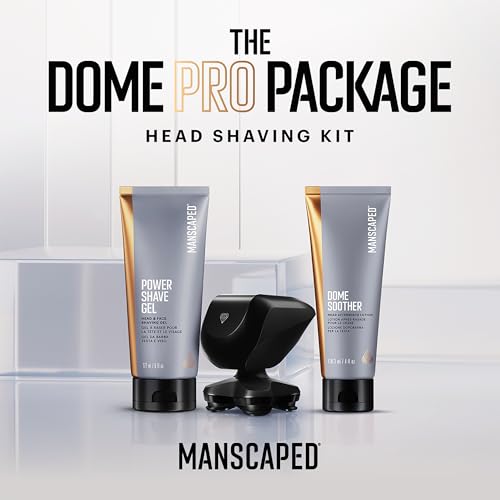 manscaped مانسكيبيد® ذا دوم شيفر™ برو باقة - ماكينة حلاقة للرأس للرجال الصلع، تصميم بخمسة شفرات دوارة مع تكنولوجيا سكين سيف® وفليكس أداست، جل حلاقة كهربائي للرأس والوجه، لوشن ما بعد الحلاقة دوم سوزر - Image 2