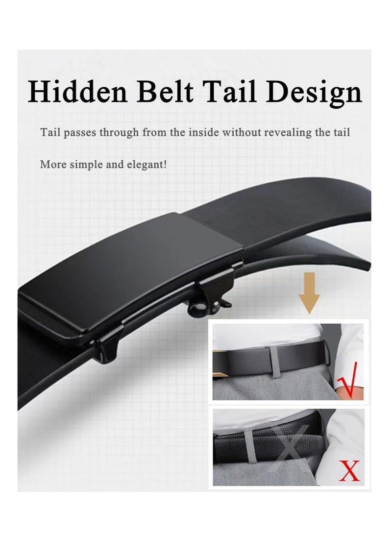 KASTWAVE Mens Belt, Black Leather Sliding Ratchet Belt Dress Casual for Jeans - Image 4
