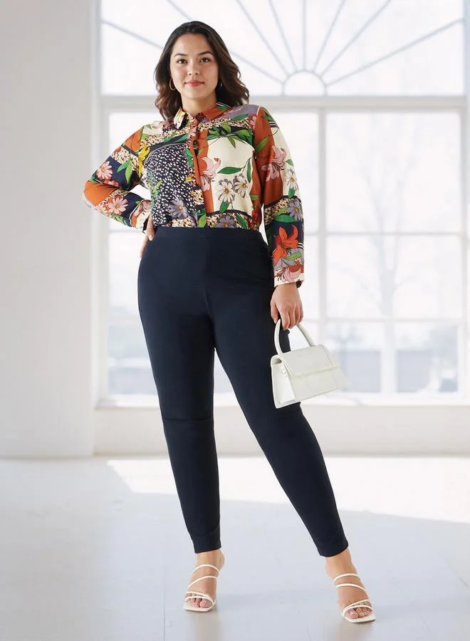 Ulla Popken Plus Size Ulla Popken Leggings with Elasticated Waistband