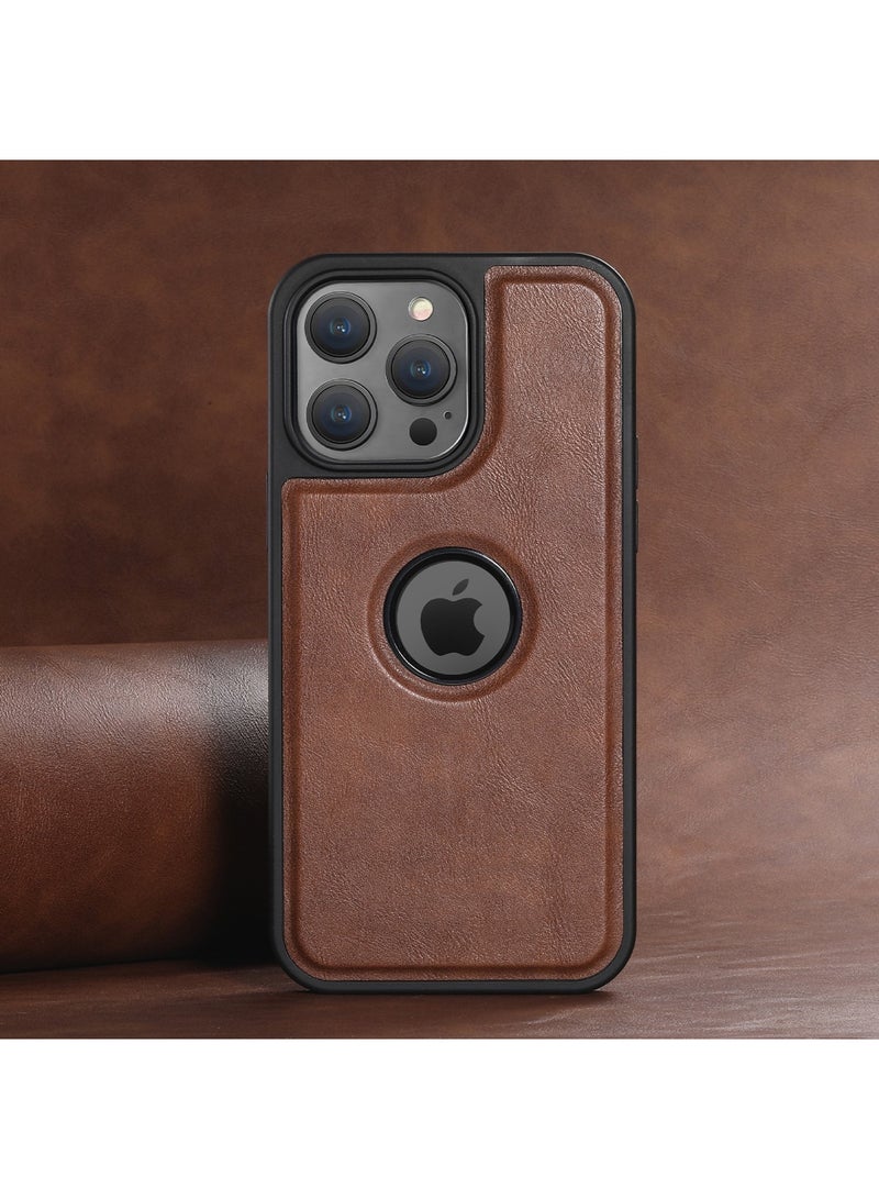 Aookay Designed for iPhone 16 Pro Max Case Compatible with MagSafe Leather Slim Logo View Luxury Elegant Thin Protective Cover (Deep Brown) - Image 2