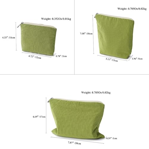BBORGDC Small Cosmetic Bag Set of 3 for Purse, Green Makeup Pouch Set, 3 Sizes Zipper Organizer for Travel & Toiletries, Gift for Her Birthday, Bridesmaid & Best Friend - Image 2