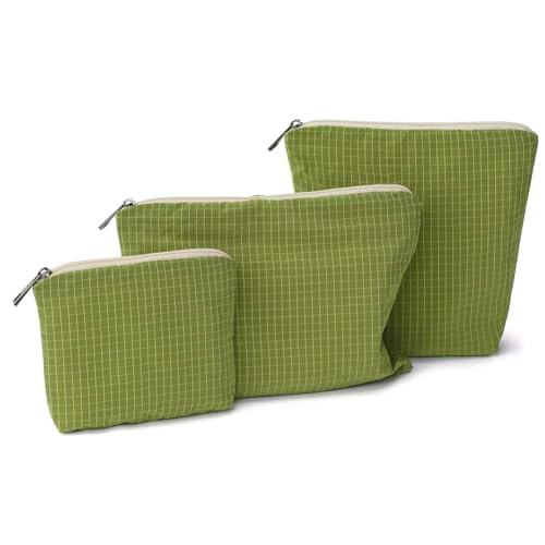 BBORGDC Small Cosmetic Bag Set of 3 for Purse, Green Makeup Pouch Set, 3 Sizes Zipper Organizer for Travel & Toiletries, Gift for Her Birthday, Bridesmaid & Best Friend - Image 1