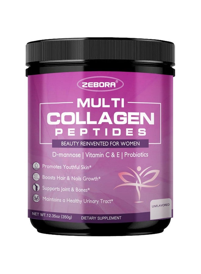 ZEBORA ZEBORA Multi Collagen Peptides Powder for Women - Hydrolyzed Collagen Peptides with D-Mannose & Women's Probiotics - Supports Skin, Hair, Nails, and Urinary Tract Health, Unflavored, 35 Servings  - Image 1