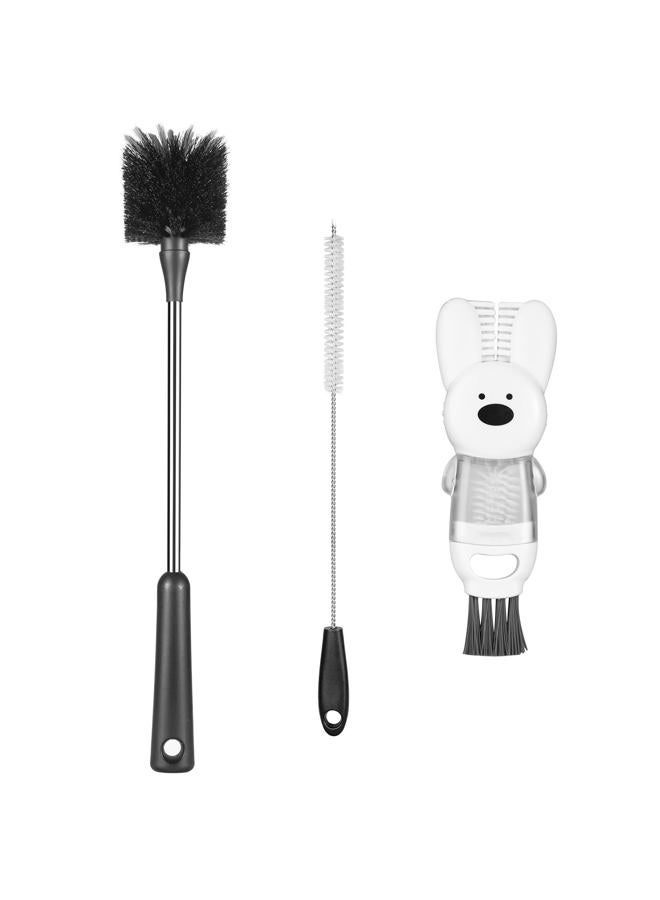 FunCee [3 Pack] Bottle Brushes, Stainless Steel Long Handle Water Bottle Scrub Cleaning Brush Set Including Straw & Lid Cleaner for Baby Bottles, Sports Cups, Coffee Mugs, Tumblers - Image 1