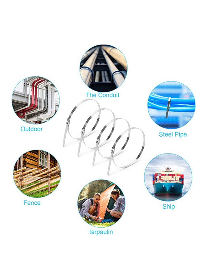 Excefore 304 Stainless Steel Strong and Durable Metal Cable Zip Ties Multi-purpose Heavy Duty Self-locking Cable Tie  - Image 2