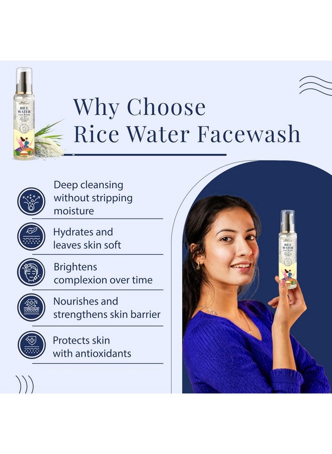 Satthwa Glass Skin Rice Water Face Wash 100Ml Gentle Exfoliator & Brightening Cleanser With Niacinamide Lactic Acid & 1% Salicylic Acid Hydrating Facial Wash For Radiant Clear & Even Skin Tone - Image 2