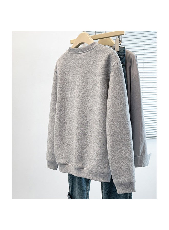 TonLion Cartoon Cat Print Round Neck Sweatshirt Women 2025 New Winter Fleece-Lined Thickened Loose Casual Petite Tops - Image 4