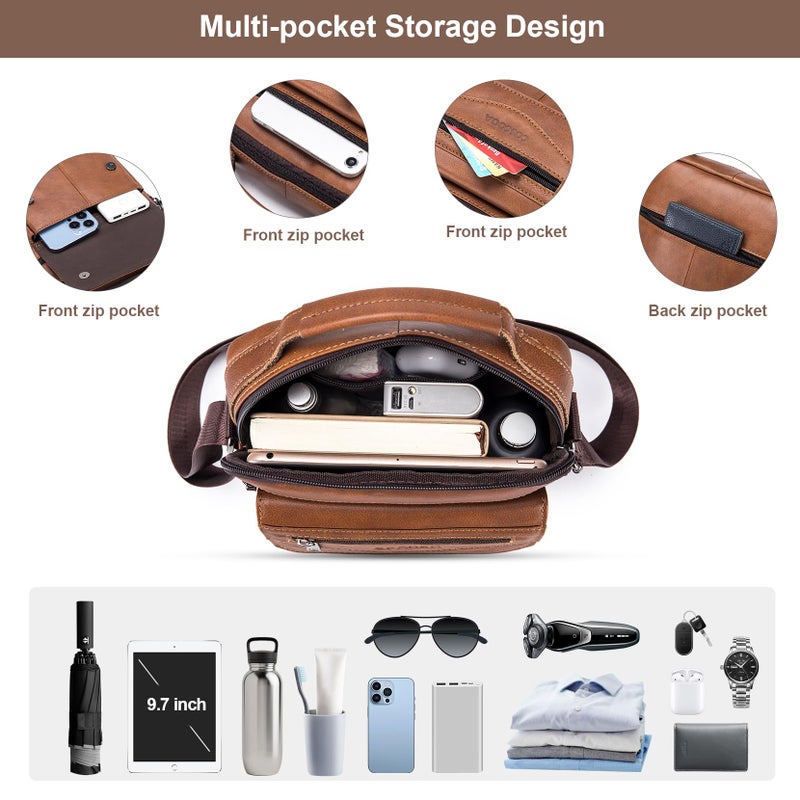 COSCOOA Shoulder Bag for Men Leather Man Purse Crossbody for Men Handbag Bag Messenger Satchel Travel bag,Christmas Gift Ideas - Image 4