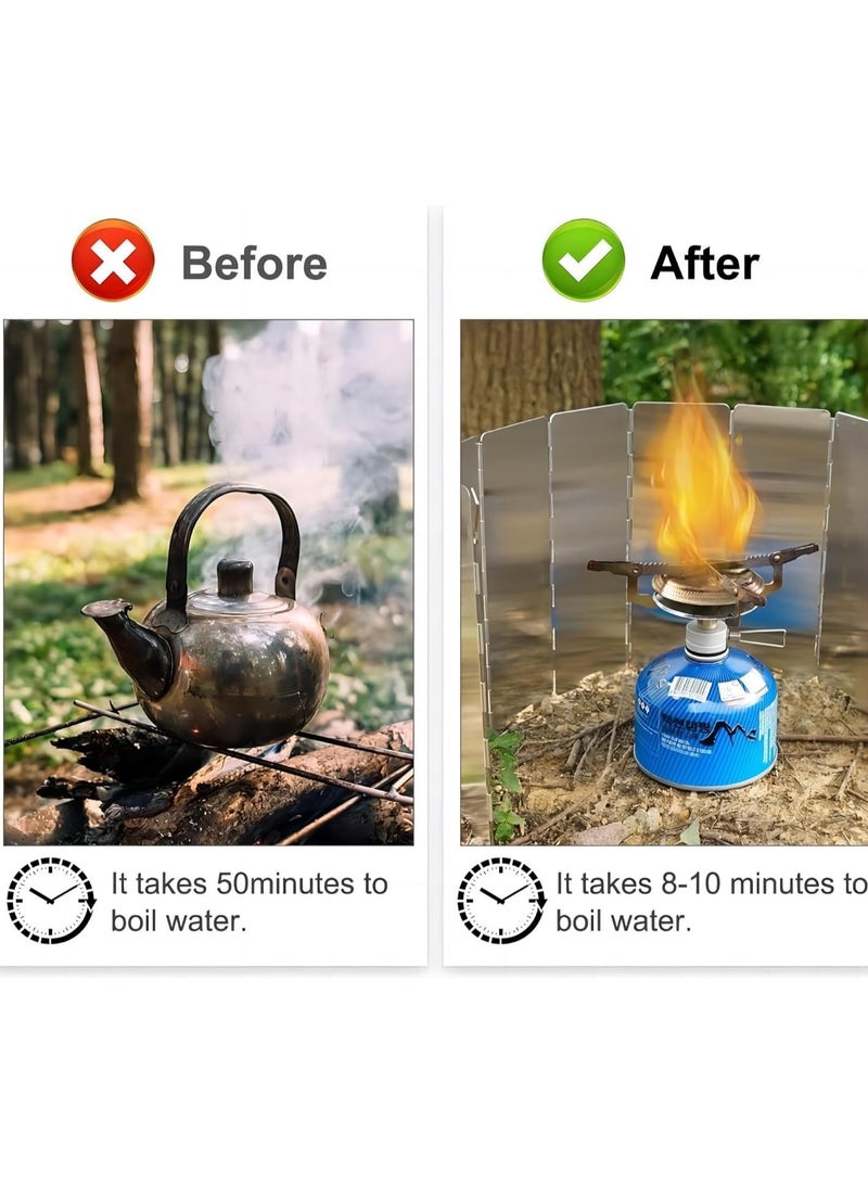 BJM 10 Plates Camping Stove Windscreen, Foldable Outdoor Picnic Cooker Wind Screen Gas Stove Windshield for Camping Stove Backpacking Stove Butane Stoves Alcohol Stoves - Image 3
