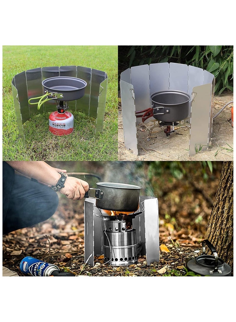BJM 10 Plates Camping Stove Windscreen, Foldable Outdoor Picnic Cooker Wind Screen Gas Stove Windshield for Camping Stove Backpacking Stove Butane Stoves Alcohol Stoves - Image 4