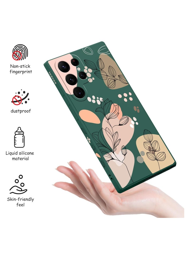 for Samsung Galaxy S22 Ultra Case, S22 Ultra Phone Cover Fashionable Morandi Flowers Designs Soft Silicone Drop Protective Fingerprint Women Girl for Samsung S22 Ultra Case-Dark Green 2 - Image 4