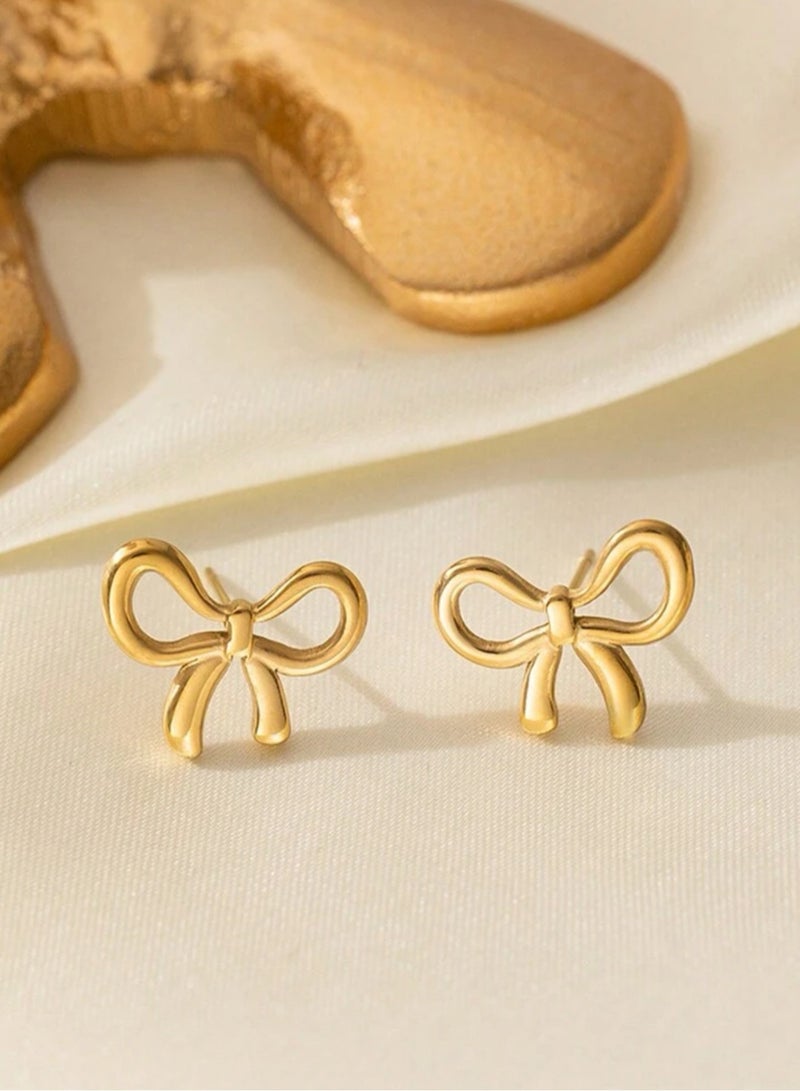 Dangle Charms Elegant Stainless Steel Gold Plated Earrings For Women - Image 3