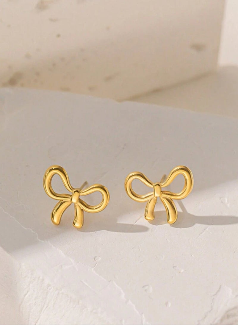 Dangle Charms Elegant Stainless Steel Gold Plated Earrings For Women - Image 4