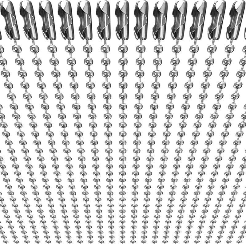 KinHom 50-Pack Dog Tag Chain Ball Chain Necklace Bulk, Beaded Necklace Chains for Jewelry Making DIY Crafts, Military Blank Dog Tag Necklace for Men, Silver Nickel Plated Metal 24" Long 2.4mm Ball Bead Chain - Image 1