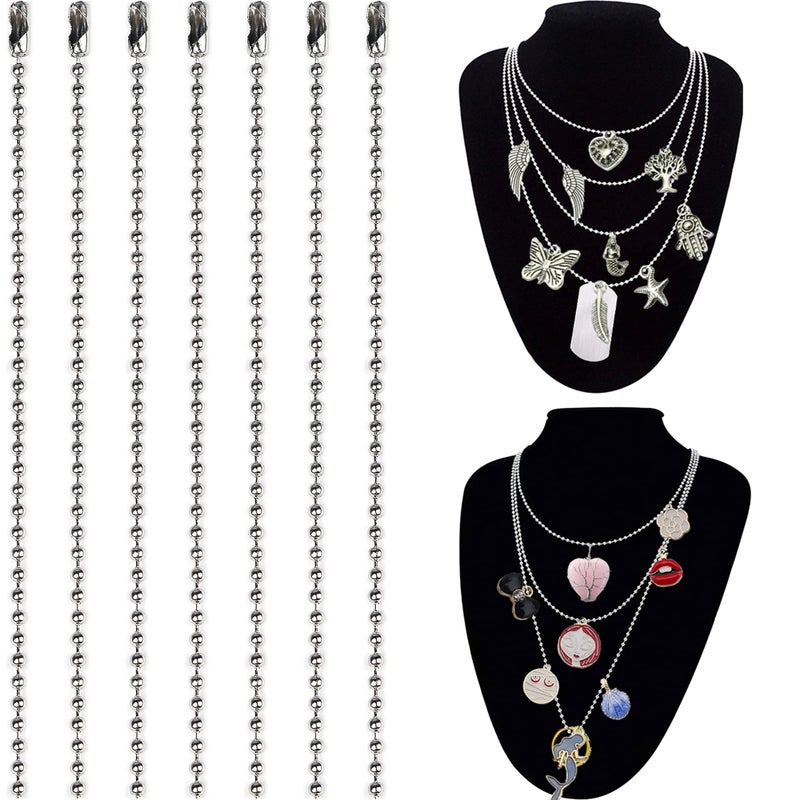 KinHom 50-Pack Dog Tag Chain Ball Chain Necklace Bulk, Beaded Necklace Chains for Jewelry Making DIY Crafts, Military Blank Dog Tag Necklace for Men, Silver Nickel Plated Metal 24" Long 2.4mm Ball Bead Chain - Image 5