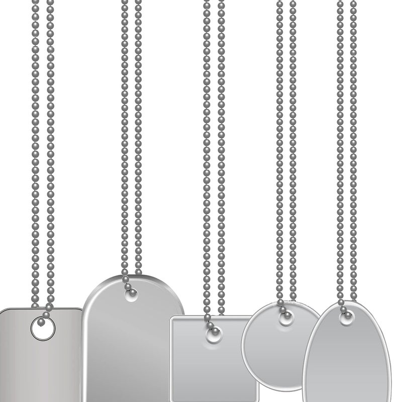 KinHom 50-Pack Dog Tag Chain Ball Chain Necklace Bulk, Beaded Necklace Chains for Jewelry Making DIY Crafts, Military Blank Dog Tag Necklace for Men, Silver Nickel Plated Metal 24" Long 2.4mm Ball Bead Chain - Image 3