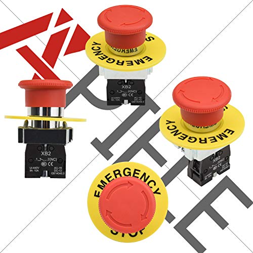 APIELE 22mm NC Red Mushroom Emergency Stop Push Button Switch 600V 10 Amp XB2-01ZS - Image 3