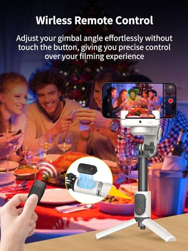 AOCHUAN Gimbal Stabilizer for iPhone, Sefie Stick Tripod with Auto Face Tracking for TIK Tok YouTube Video Recording, 4 in 1 Gimbal Stabilizer with 360° Rotation for iPhone/Andriod -M1 Pro White - Image 5