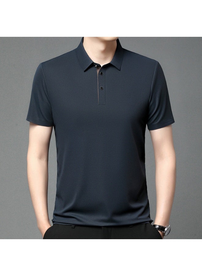 Summer Short Sleeves T-Shirts Men Turn-down Collar Casual Loose T-Shirts Men Polyester Fashion Tops Man  - Image 2