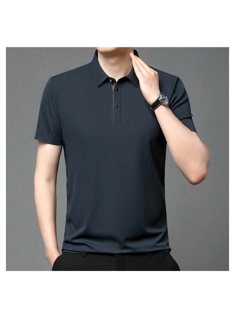 Summer Short Sleeves T-Shirts Men Turn-down Collar Casual Loose T-Shirts Men Polyester Fashion Tops Man  - Image 3