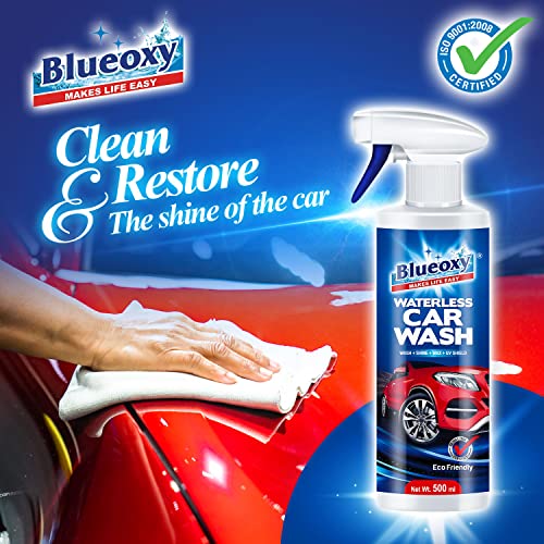 BLUEOXY Waterless Car Wash & Wax | Quick Car Detailing | Cleans, Shines & Protects | Carnauba Wax Shiner | Dry Wash Shiner | Ecological Formulation | 500 ML | RTU Spray |QTY 1 - Image 4