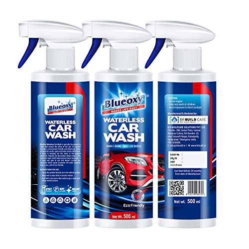 BLUEOXY Waterless Car Wash & Wax | Quick Car Detailing | Cleans, Shines & Protects | Carnauba Wax Shiner | Dry Wash Shiner | Ecological Formulation | 500 ML | RTU Spray |QTY 1 - Image 5