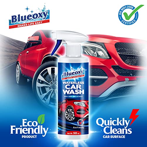 BLUEOXY Waterless Car Wash & Wax | Quick Car Detailing | Cleans, Shines & Protects | Carnauba Wax Shiner | Dry Wash Shiner | Ecological Formulation | 500 ML | RTU Spray |QTY 1 - Image 2