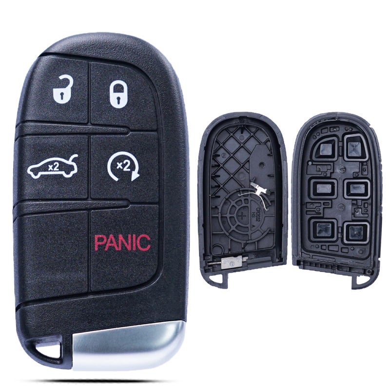 SUPALAND Key Fob Shell Case Replacement Fits for Jeep Grand Cherokee Compass Dodge Dart Durango Journey Chrysler 300 2014-2020 Keyless Entry Remote Control 5 Button Pad Cover Uncut Key - Image 1
