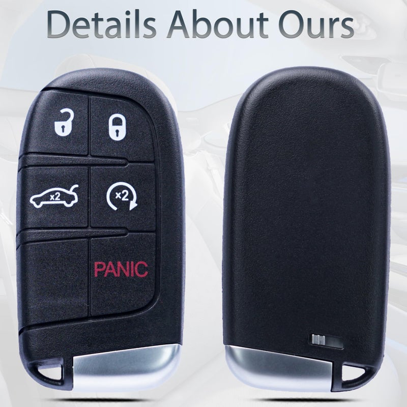 SUPALAND Key Fob Shell Case Replacement Fits for Jeep Grand Cherokee Compass Dodge Dart Durango Journey Chrysler 300 2014-2020 Keyless Entry Remote Control 5 Button Pad Cover Uncut Key - Image 5
