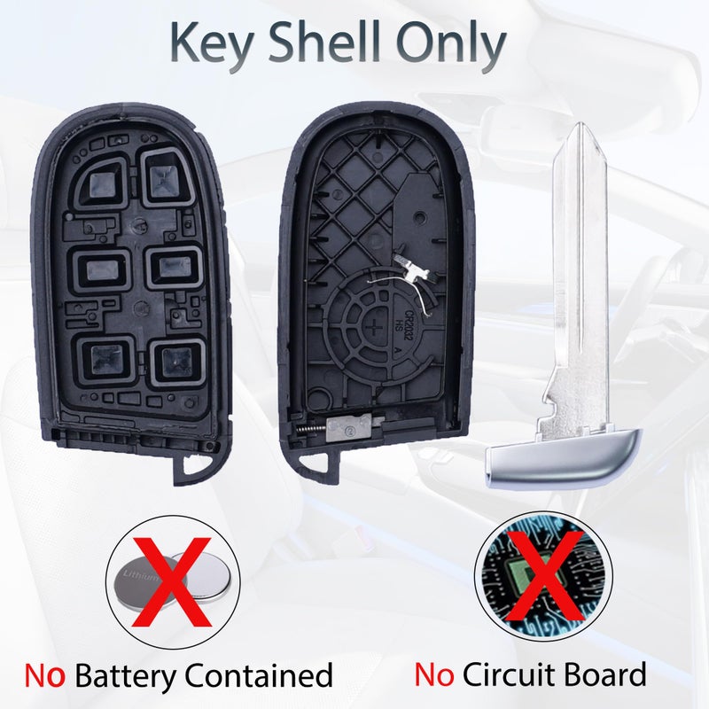 SUPALAND Key Fob Shell Case Replacement Fits for Jeep Grand Cherokee Compass Dodge Dart Durango Journey Chrysler 300 2014-2020 Keyless Entry Remote Control 5 Button Pad Cover Uncut Key - Image 3