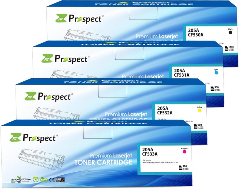 Prospect Toner 205A Cf530A Bk Cf531A Cy Cf532A Yl Cf533A Mg Full Set Compatible Cartridges With Hp Color Laserjet Pro Mfp M180N/ M181Fw ( Black Cyan Yellow Magenta 4-Pack ) - Image 2