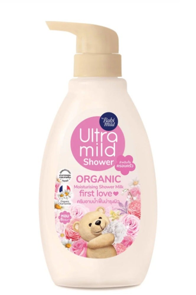 BABIMILD Babi Shower Ultra Mild Organic First Love  – Gentle moisturizing and a soft floral scent 380 ml - Image 1