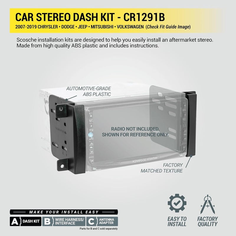 Scosche CR1291B Double DIN Radio Install Dash Kit - Image 4