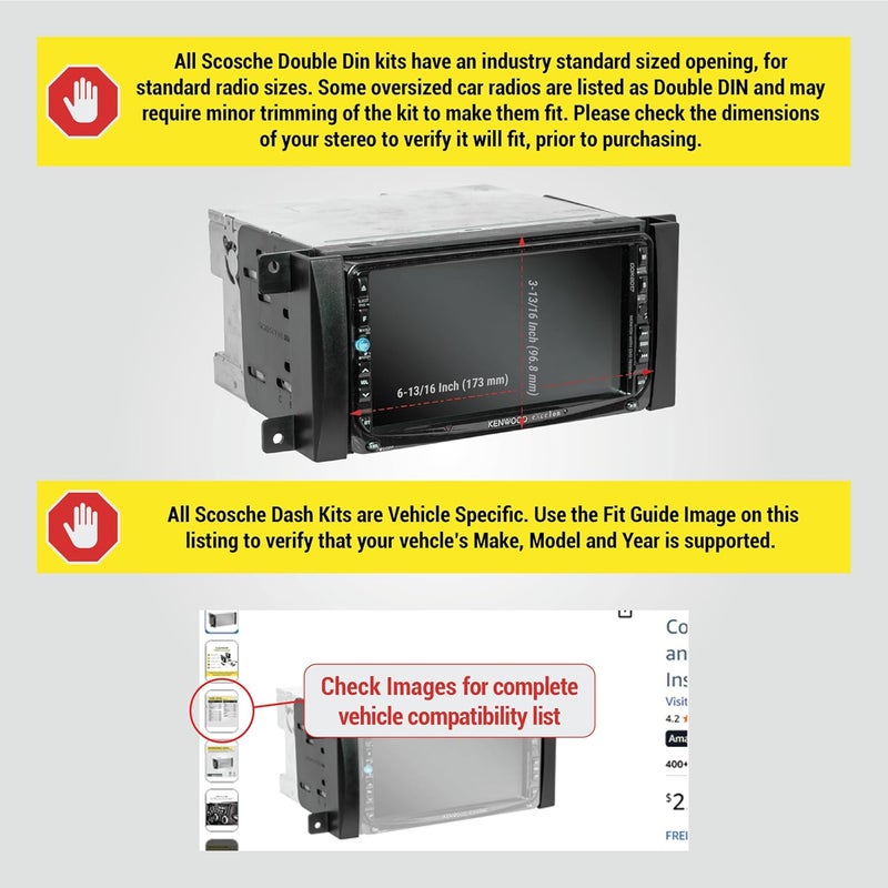 Scosche CR1291B Double DIN Radio Install Dash Kit - Image 2