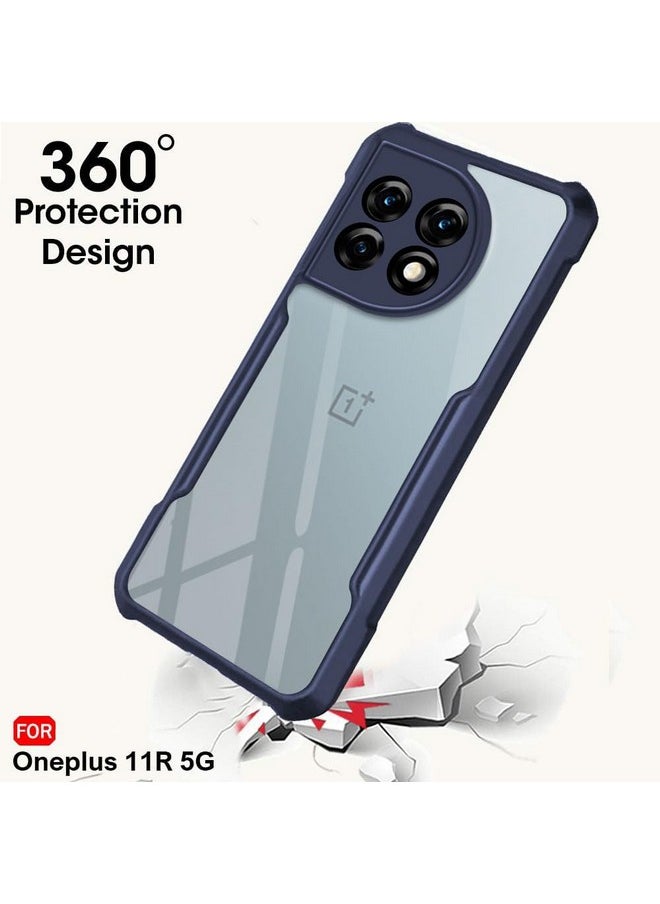 ذا جيفت كارت جراب خلفي شفاف مقاوم للصدمات من TheGiftKart مصنوع من مادة TPU+PC لهاتف Oneplus 11R 5G | حماية 360 درجة | تصميم واقي | جراب خلفي شفاف (أزرق)  - Image 3
