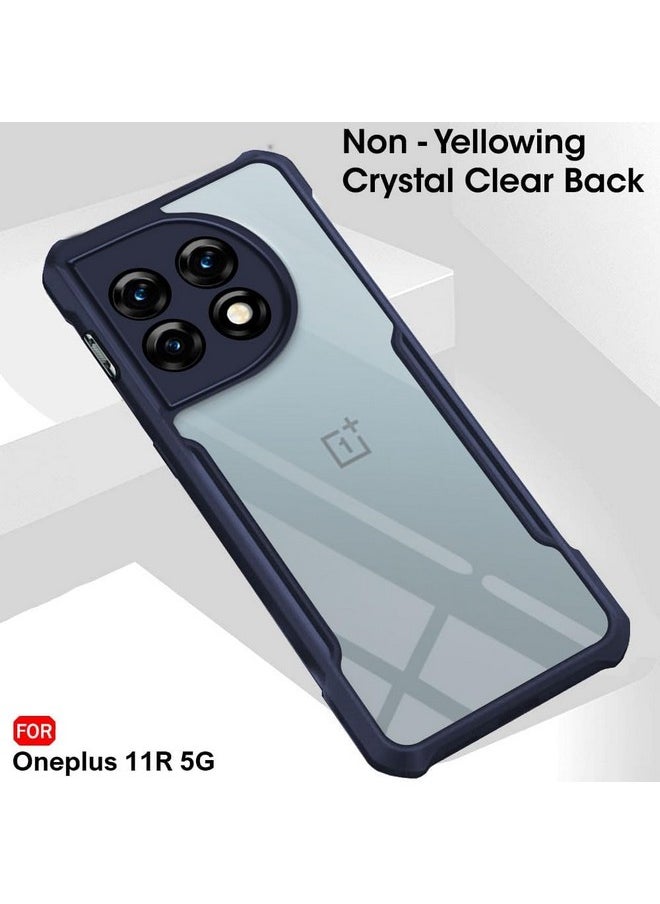 ذا جيفت كارت جراب خلفي شفاف مقاوم للصدمات من TheGiftKart مصنوع من مادة TPU+PC لهاتف Oneplus 11R 5G | حماية 360 درجة | تصميم واقي | جراب خلفي شفاف (أزرق)  - Image 4