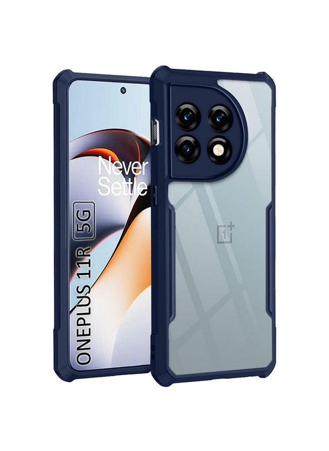 ذا جيفت كارت جراب خلفي شفاف مقاوم للصدمات من TheGiftKart مصنوع من مادة TPU+PC لهاتف Oneplus 11R 5G | حماية 360 درجة | تصميم واقي | جراب خلفي شفاف (أزرق)  - Image 1
