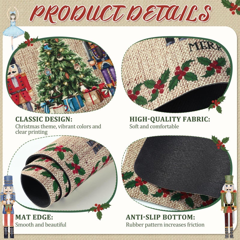 Tinideya Winter Dish Drying Mat for Kitchen Counter 12 x 20 Inch Coffee Bar Winter Mat Small Absorbent Holiday Dish Drainer Pad for Holiday Kitchen Accessories Decor(Nutcrackers) - Image 3