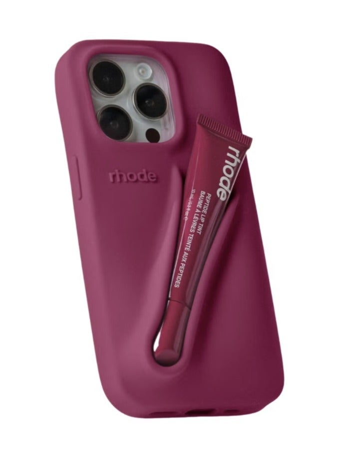 rhode Silicone Lip Holder for Cell Phone, Lip Gloss Adhesive Sleeve for Phone, Lip Holder Stick-on Phone Case, Back Stick On Holder for iPhone Phones（Raspberry Jelly） - Image 1